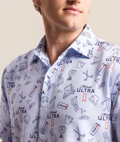 Tops | Tropical Bros. Michelob Ultra Golf Shirt Blue