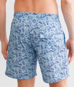 Bottoms|Swimwear | Tropical Bros Michelob Ultra® Golf Stretch Swim Trunks Blue