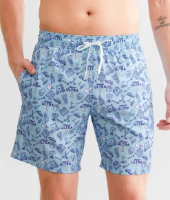 Bottoms|Swimwear | Tropical Bros Michelob Ultra® Golf Stretch Swim Trunks Blue