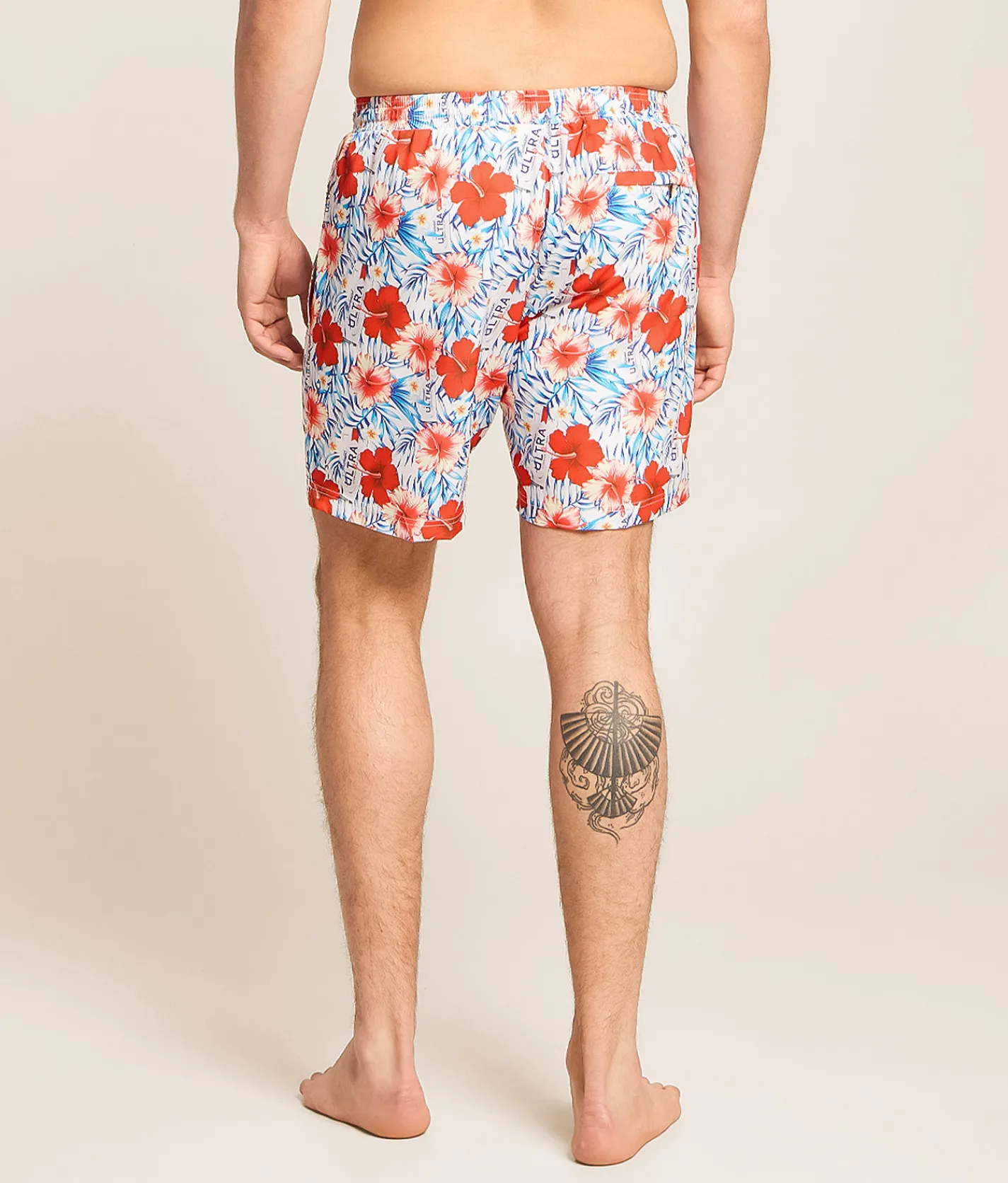 Tropical Bros. Michelob Ultra Hawaiian Stretch Swim Trunks White New