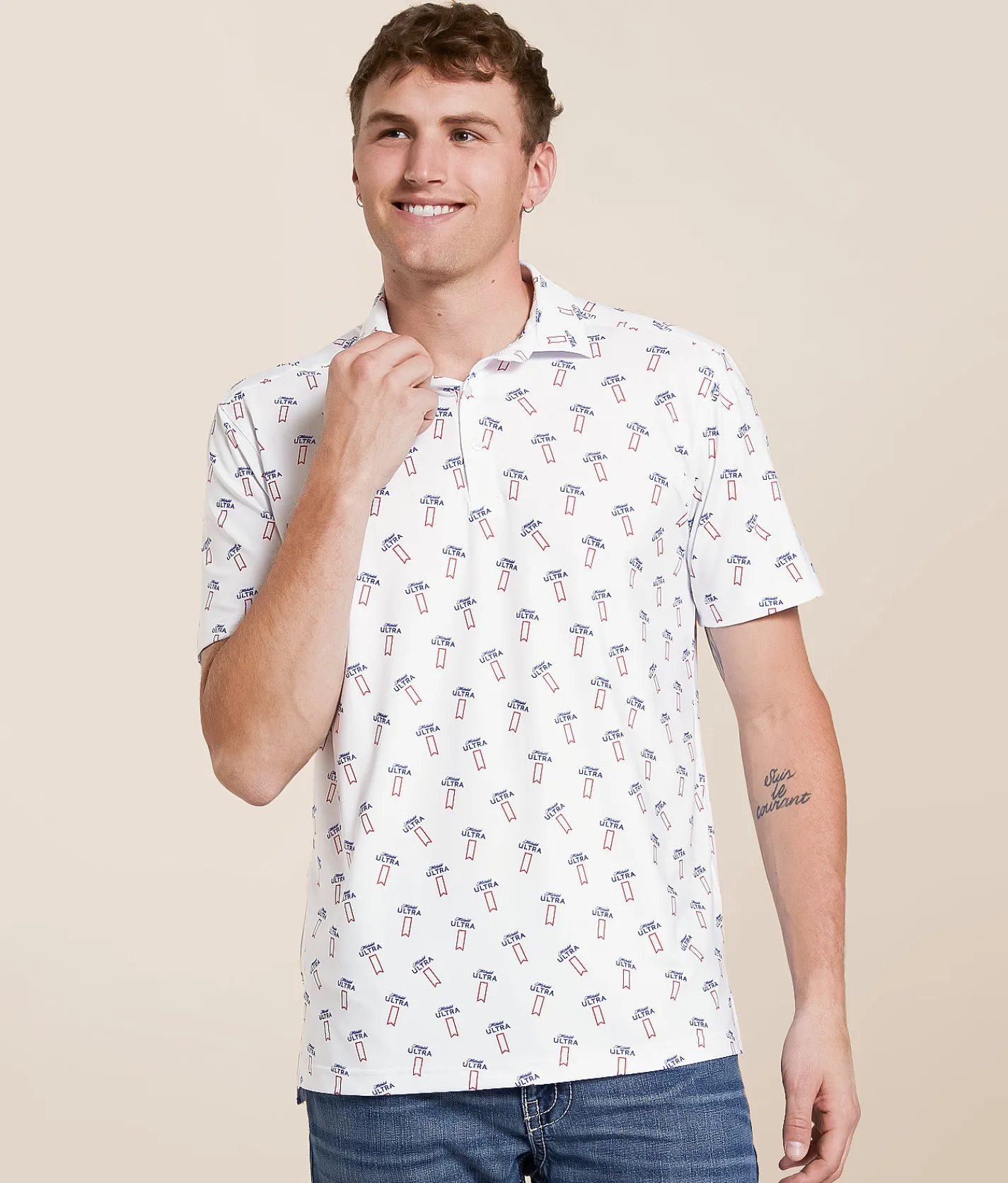 Tropical Bros Michelob Ultra Stretch Polo White Discount