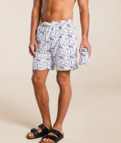 Bottoms|Swimwear | Tropical Bros Michelob Ultra® Stretch Swim Trunks White