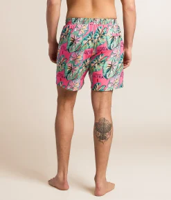 Tropical Bros. Michelob Ultra Stretch Swim Trunks Pink Hot
