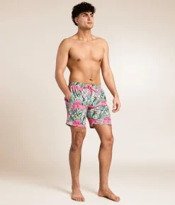 Tropical Bros. Michelob Ultra Stretch Swim Trunks Pink Hot