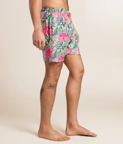 Tropical Bros. Michelob Ultra Stretch Swim Trunks Pink Hot