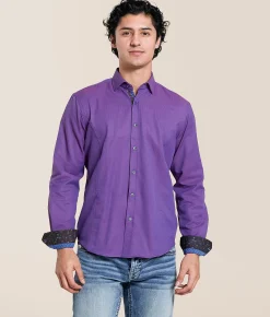 Tops | Eight X Micro Print Shirt Purple