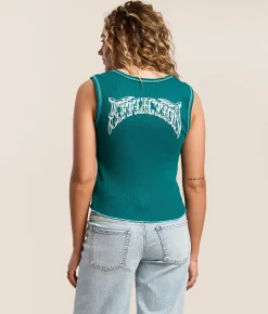 Tops | Affliction Middleham Canyon Tank Top Teal Reactive