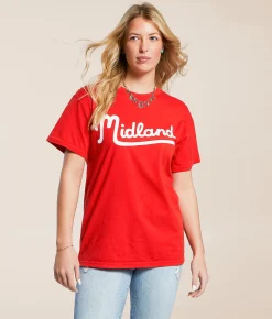 Tops | Bravado Midland Oversized Band T-Shirt Red