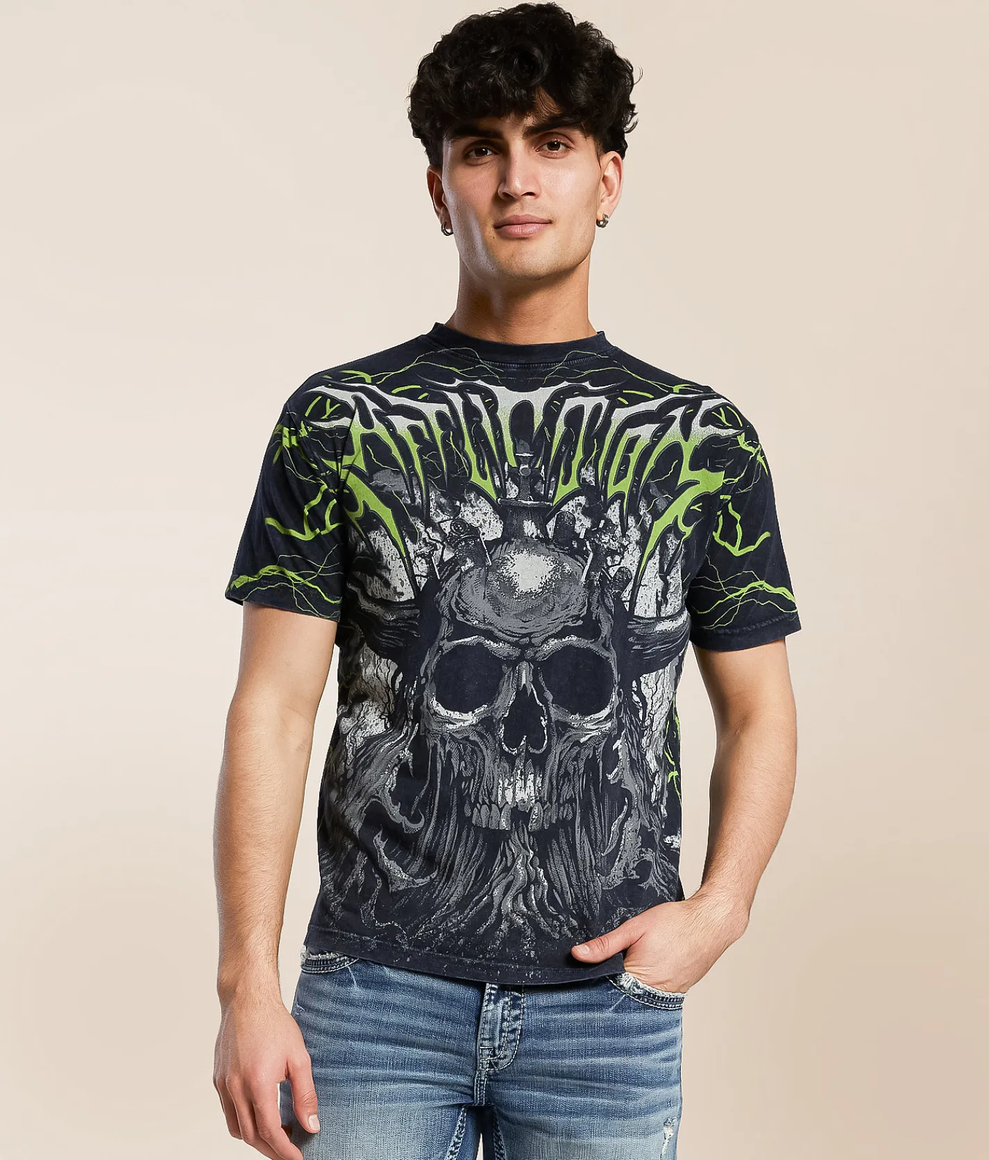 Affliction Midnight Legion T-Shirt Black Lava Wash New