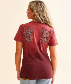 Affliction Midnight Mystic T-Shirt Cranberry Pigment Dye