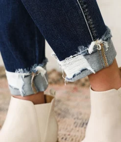 Jeans|Bottoms | Flying Monkey Mid-Rise Ankle Straight Stretch Jean Lapis