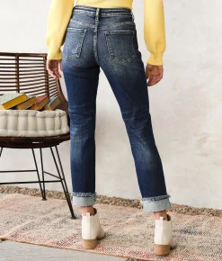 Jeans|Bottoms | Flying Monkey Mid-Rise Ankle Straight Stretch Jean Lapis