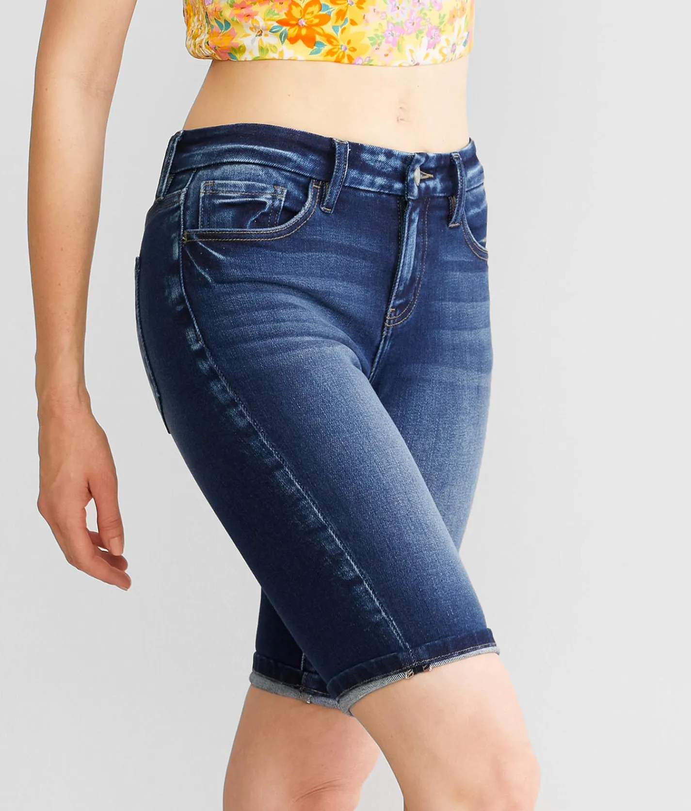 Bottoms|Shorts | KanCan Signature Mid-Rise Bermuda Stretch Short Carissa