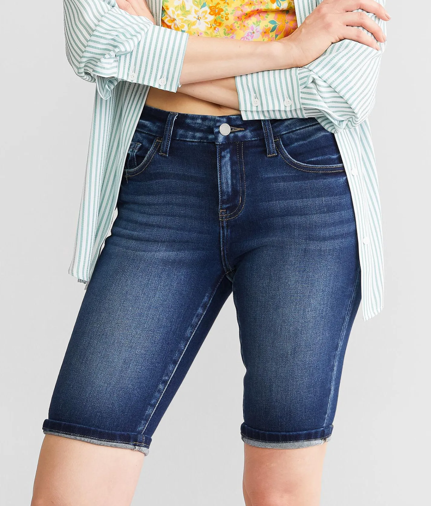Bottoms|Shorts | KanCan Signature Mid-Rise Bermuda Stretch Short Carissa