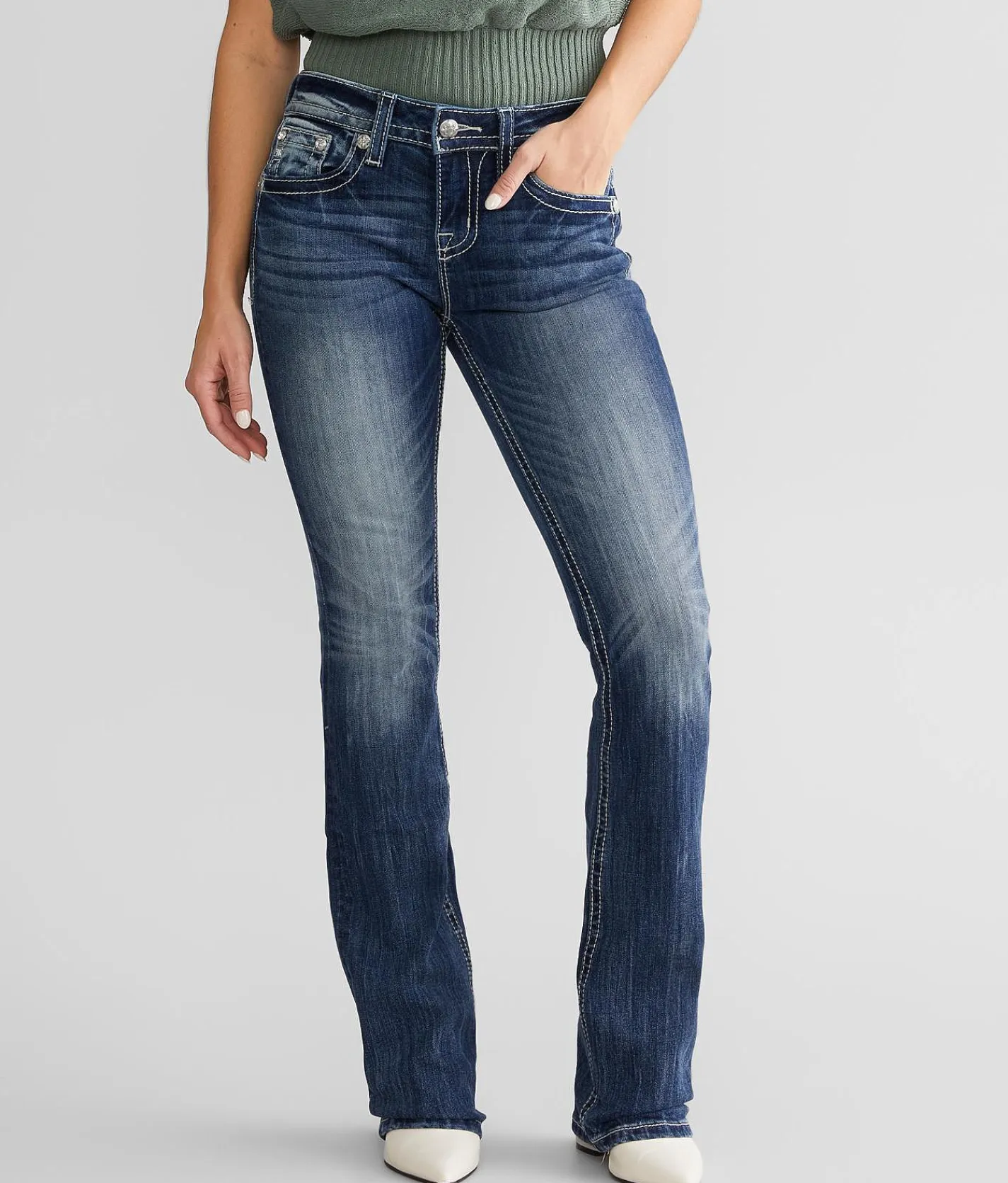 Miss Me Mid-Rise Boot Stretch Jean M803 Clearance