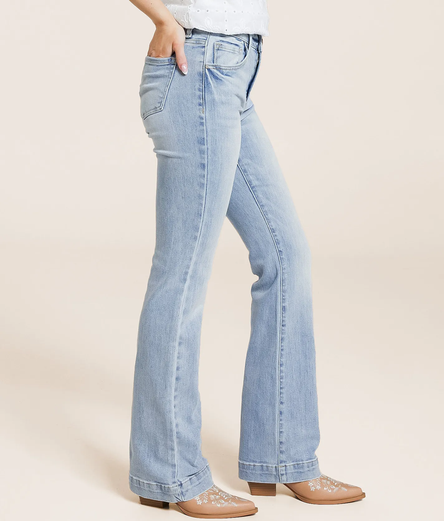 Risen Mid-Rise Boot Stretch Jean Light New