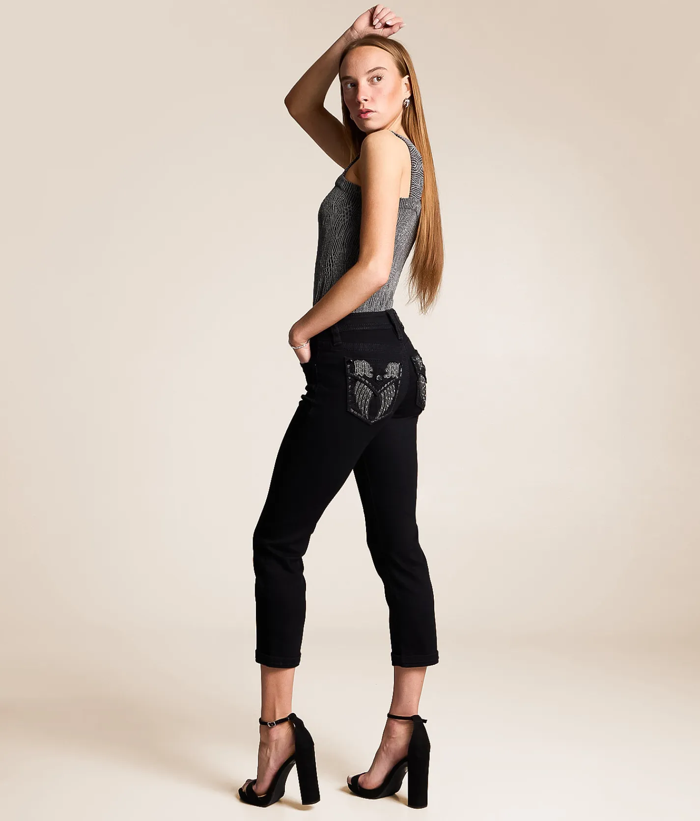 Miss Me Mid-Rise Capri Stretch Cuffed Jean B01