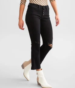 Jeans|Bottoms | Flying Monkey Mid-Rise Cropped Flare Stretch Jean Jet Black