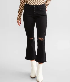 Jeans|Bottoms | Flying Monkey Mid-Rise Cropped Flare Stretch Jean Jet Black