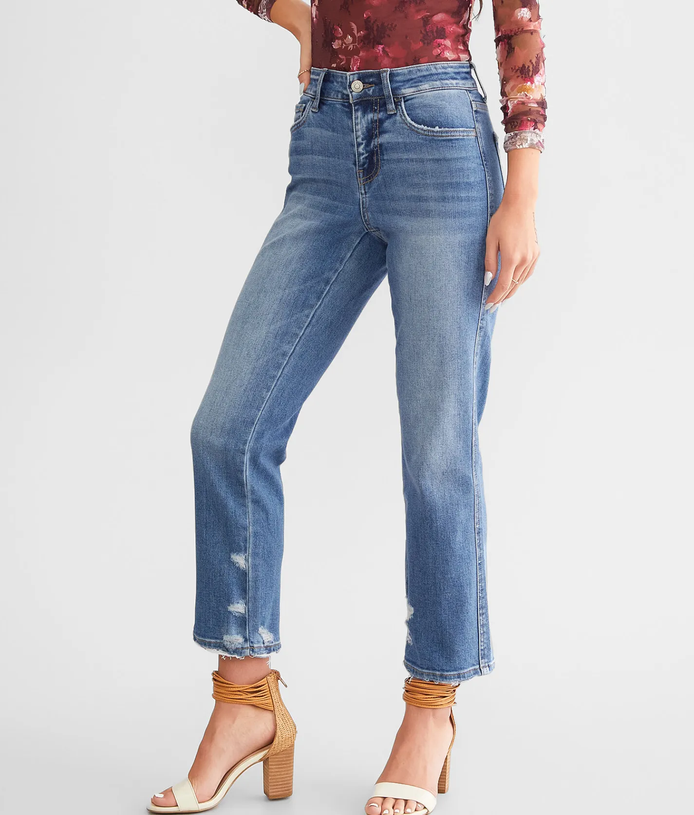 Flying Monkey Mid-Rise Cropped Straight Stretch Jean Preeminent Sale