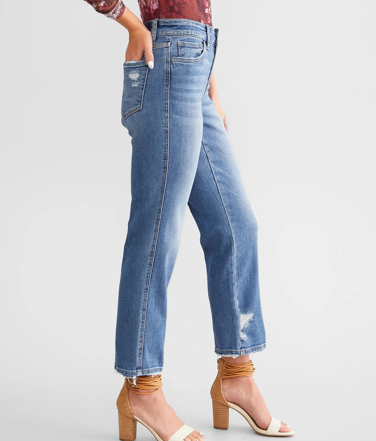 Flying Monkey Mid-Rise Cropped Straight Stretch Jean Preeminent Sale