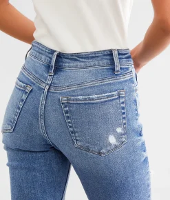 Flying Monkey Mid-Rise Cropped Straight Stretch Jean Blue Century