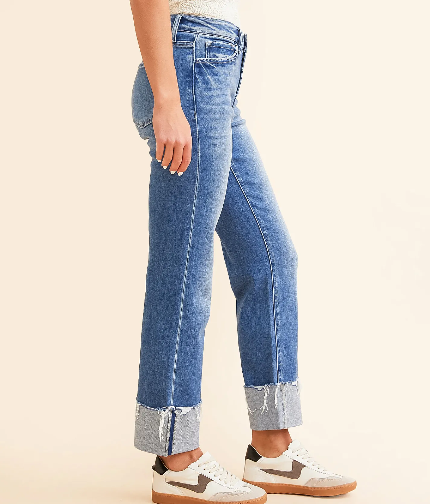 Jeans|Bottoms | Flying Monkey Mid-Rise Cropped Straight Stretch Jean Blue Fairy