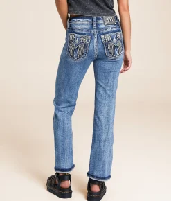 Miss Me Mid-Rise Cropped Straight Stretch Jean M819 Hot