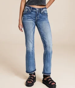 Miss Me Mid-Rise Cropped Straight Stretch Jean M819 Hot