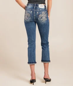 Miss Me Mid-Rise Cuffed Stretch Capri Jean K1483 Hot