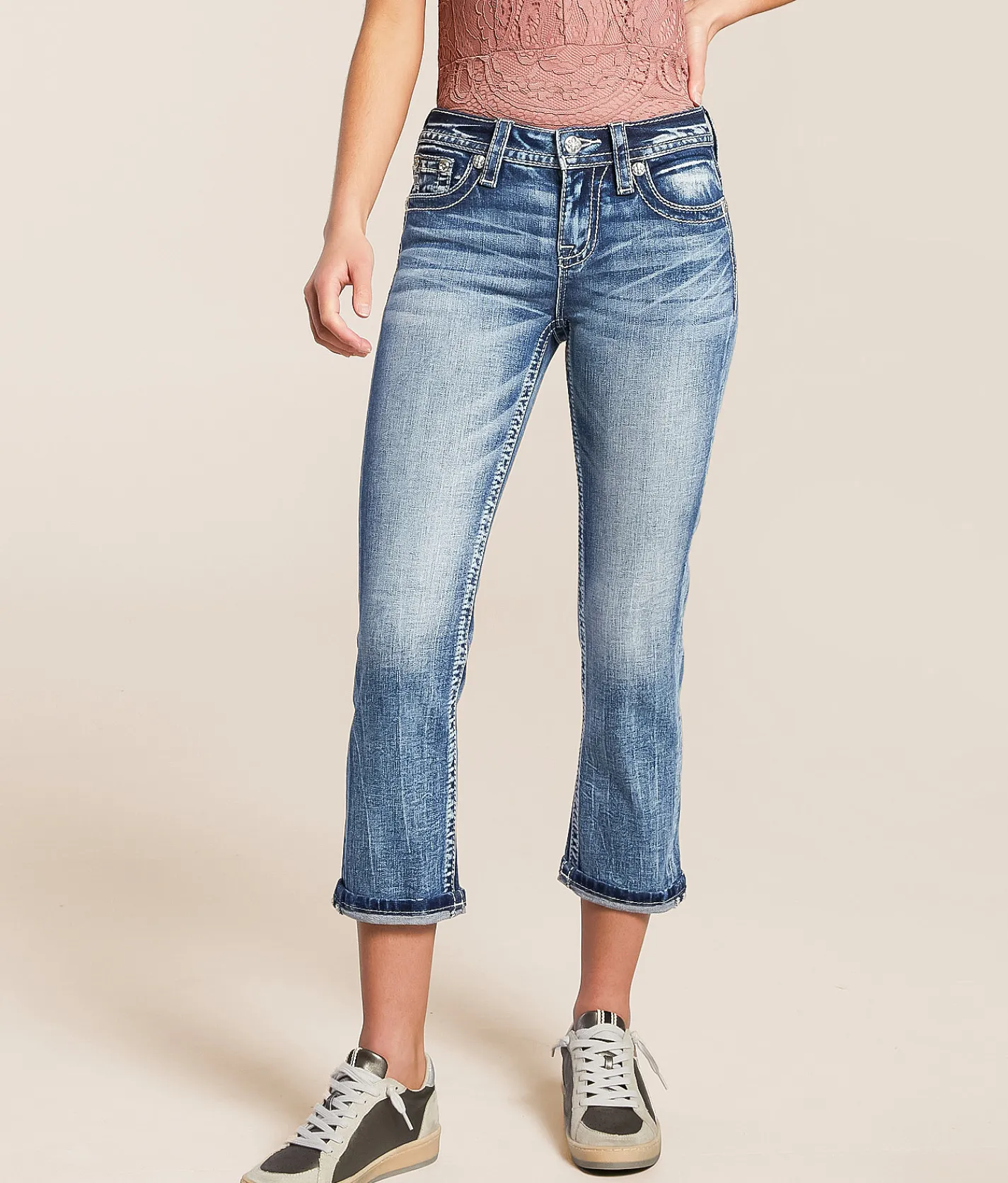 Jeans|Bottoms | Miss Me Mid-Rise Cuffed Stretch Capri Jean K1486