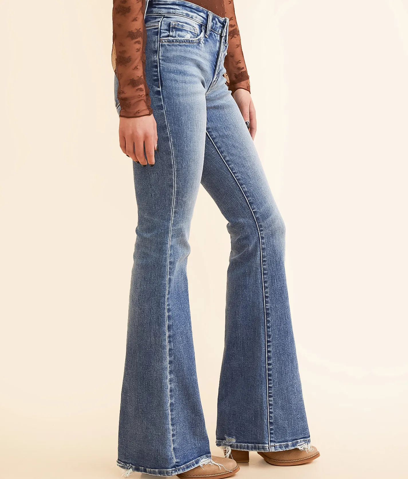 Flying Monkey Mid-Rise Flare Stretch Jean Nicest Best