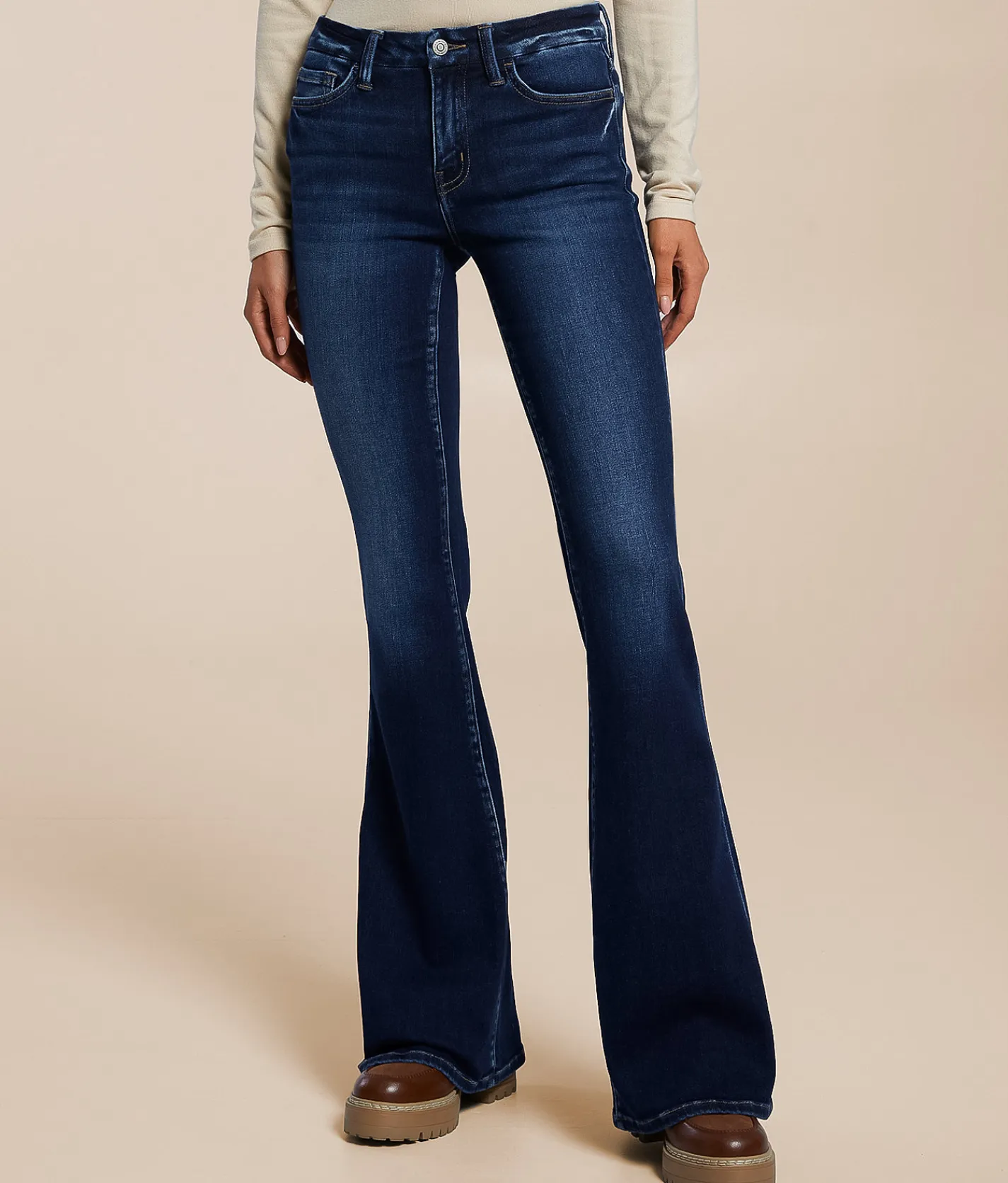 Flying Monkey Mid-Rise Flare Stretch Jean Adorable Hot