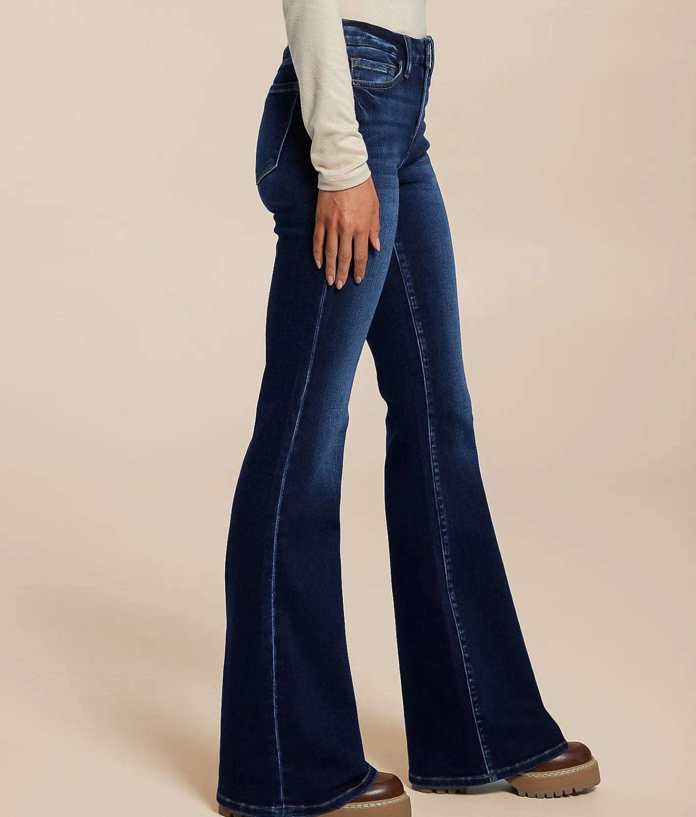 Flying Monkey Mid-Rise Flare Stretch Jean Adorable Hot