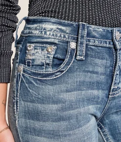 Miss Me Mid-Rise Straight Stretch Cuffed Jean L268 Outlet