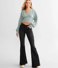 KanCan Signature Mid-Rise Super Flare Stretch Jean Black Clearance