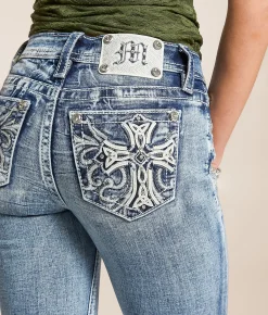 Miss Me Mid-Rise Tailored Boot Stretch Jean M1076 Clearance
