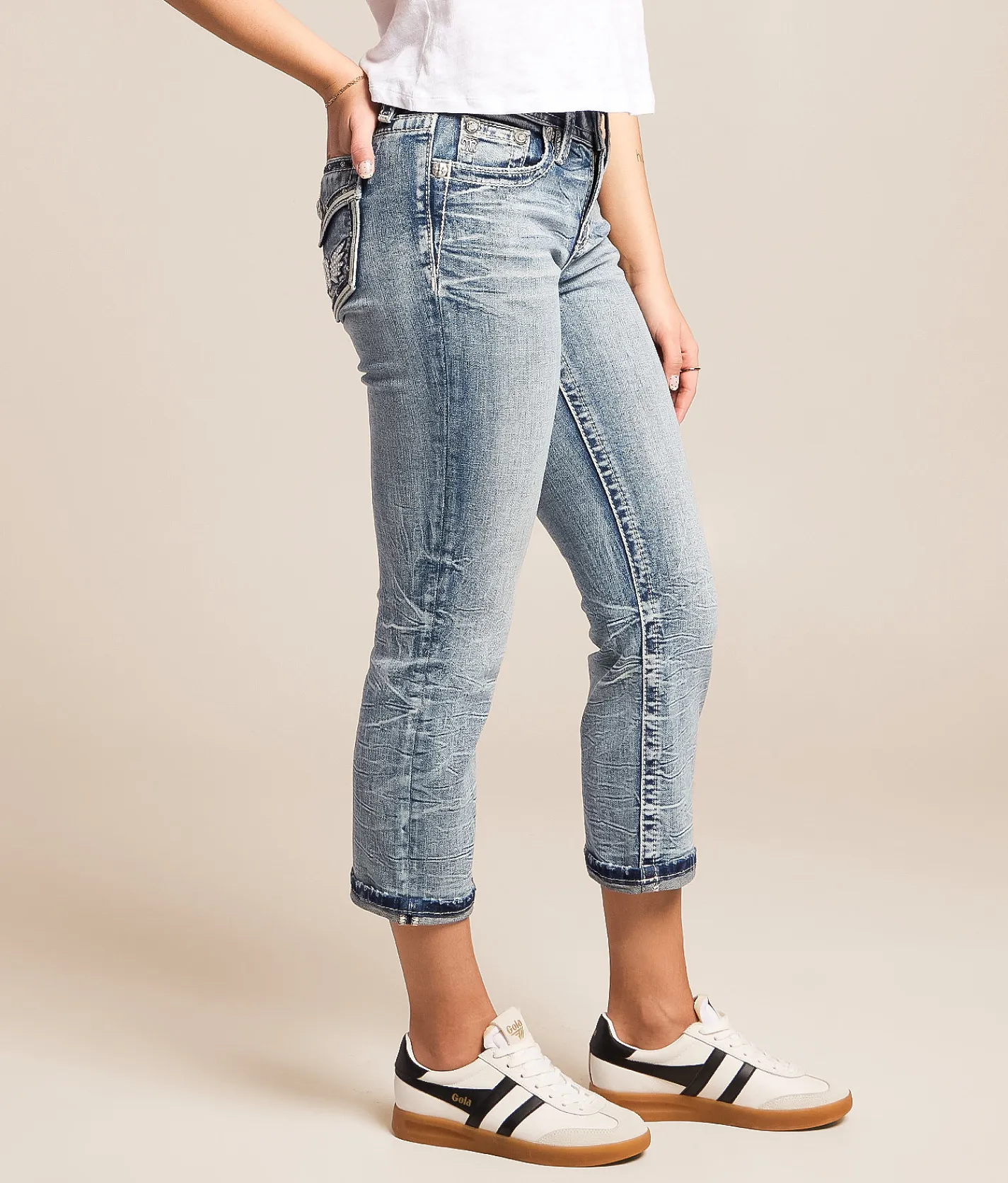 Miss Me Mid-Rise Universal Stretch Cuffed Capri Jean M1015 Discount