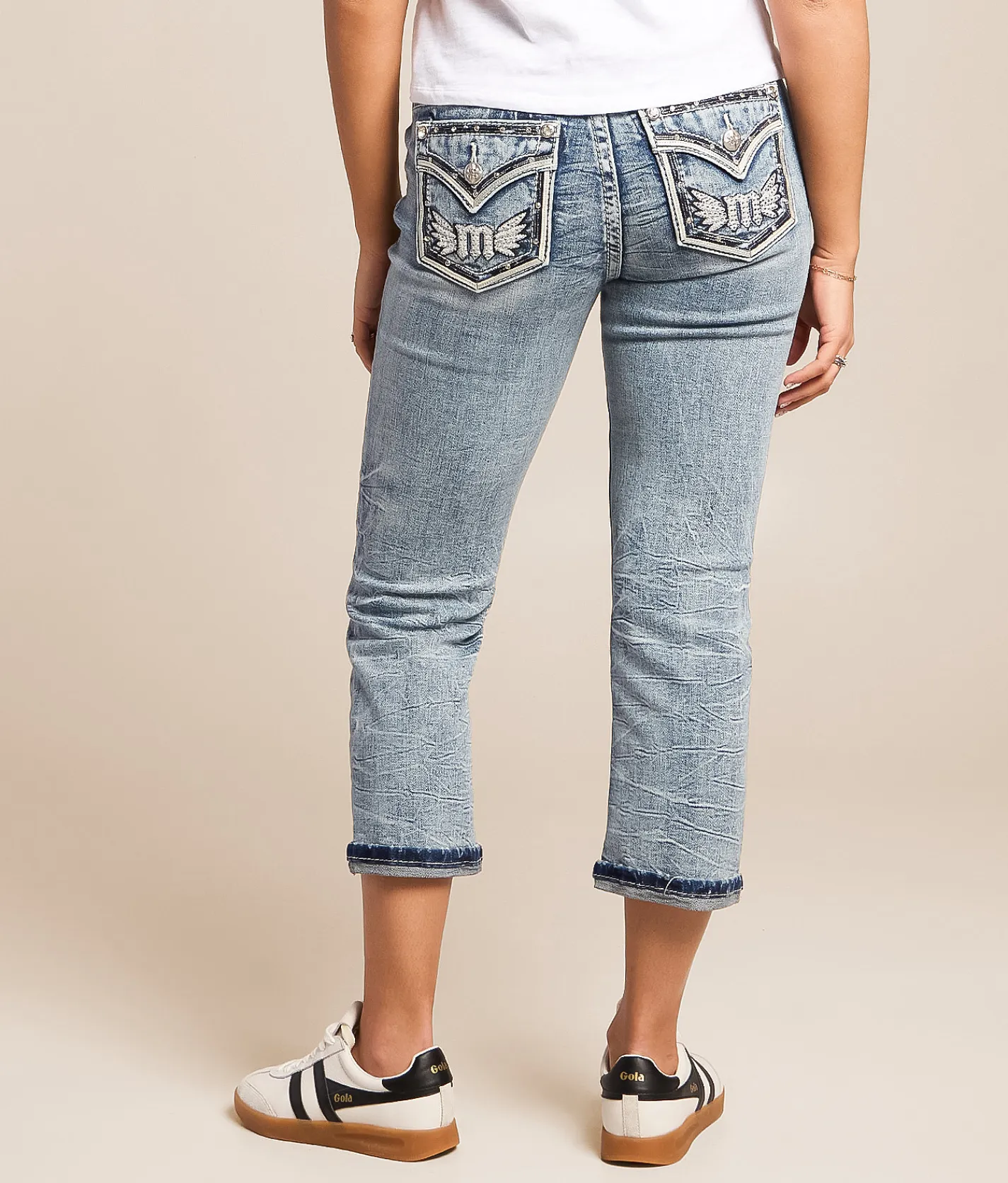 Miss Me Mid-Rise Universal Stretch Cuffed Capri Jean M1015 Discount