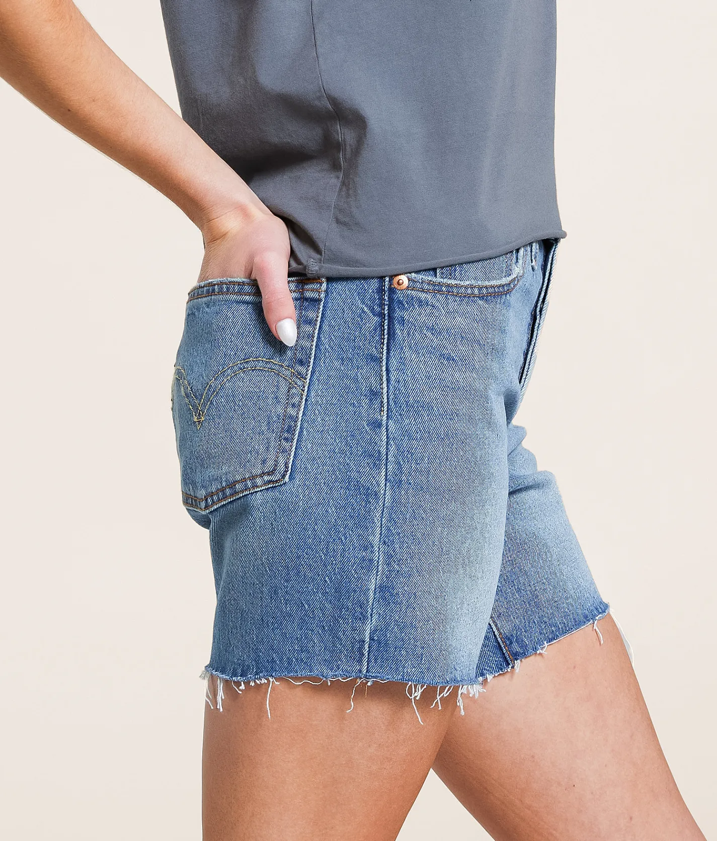Bottoms|Shorts | Levi's® 501 Mid-Thigh Stretch Short Ticked and Untied