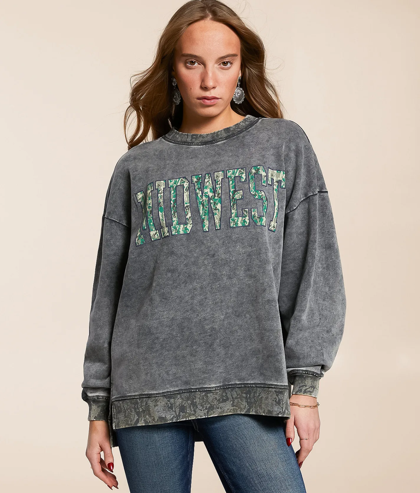 Tops | Modish Rebel Midwest Oversized Pullover Dusty Olive
