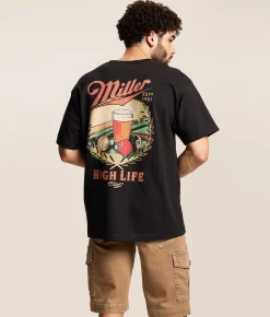 tee luv Miller High Life Draft Pool Table T-Shirt Black Hot