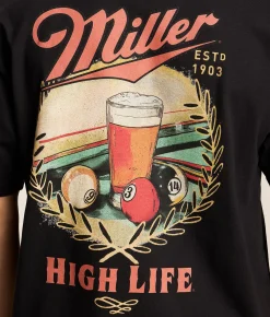 tee luv Miller High Life Draft Pool Table T-Shirt Black Hot