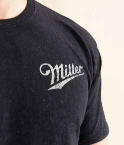Graphic T-Shirts | Changes Miller High Life Moon Girl T-Shirt Black Mineral Wash