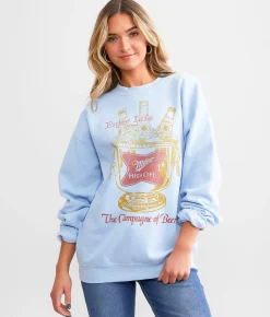 Tops | Junkfood Miller High Life Oversized Pullover Light Blue