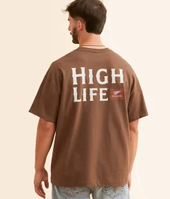 tee luv Miller High Life T-Shirt Army Brown