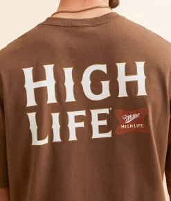 tee luv Miller High Life T-Shirt Army Brown
