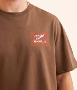tee luv Miller High Life T-Shirt Army Brown