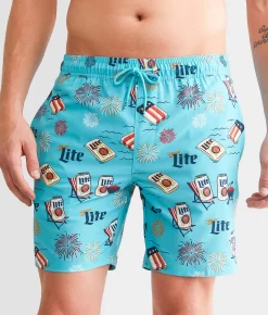 Valor Miller Lite® Patriot Stretch Swim Trunks Teal Best