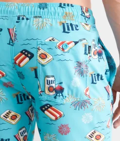 Valor Miller Lite® Patriot Stretch Swim Trunks Teal Best